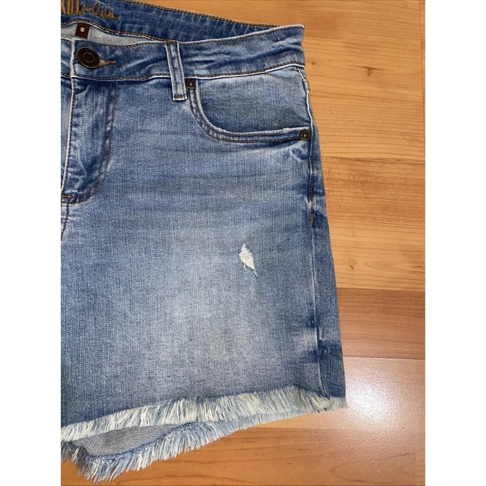 Kut From The Kloth Shorts Womens 8 Blue Kity Boyfriend Distressed Cutoff Casual - Picture 2 of 9